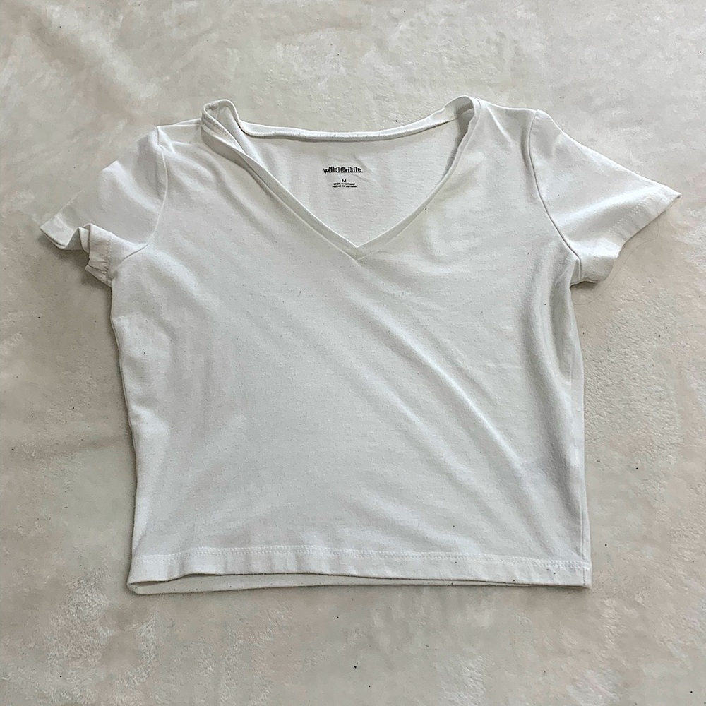 Wild Fable Women’s White Short Sleeve Crop Top Med